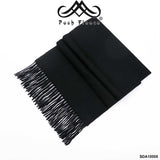 POSH FLEECE Pure Wool Scarf with Fringe Black