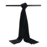 POSH FLEECE Pure Wool Scarf with Fringe Black