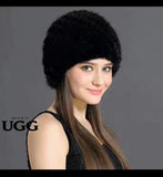 Womens Mink Fur Hat High Stretch Thick Ladies Winter Warm Knitted Ski Beanie Cap - UGGFace